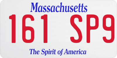MA license plate 161SP9
