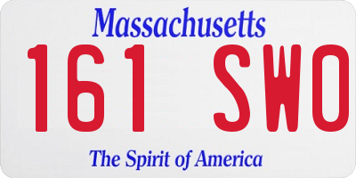 MA license plate 161SW0