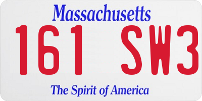 MA license plate 161SW3