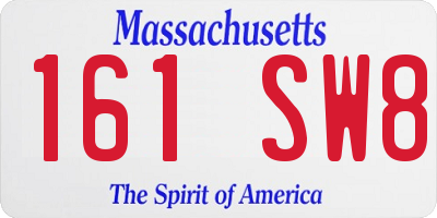 MA license plate 161SW8