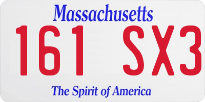 MA license plate 161SX3