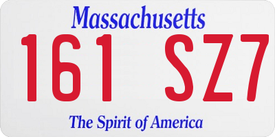 MA license plate 161SZ7