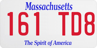 MA license plate 161TD8