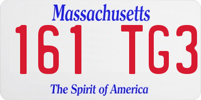 MA license plate 161TG3
