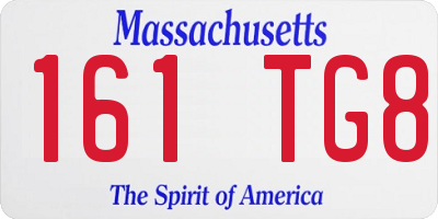 MA license plate 161TG8