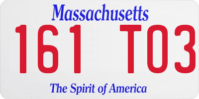 MA license plate 161TO3