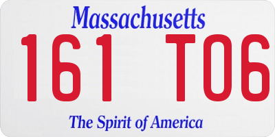 MA license plate 161TO6
