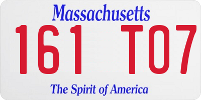 MA license plate 161TO7