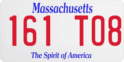 MA license plate 161TO8