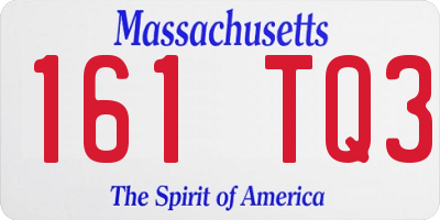 MA license plate 161TQ3