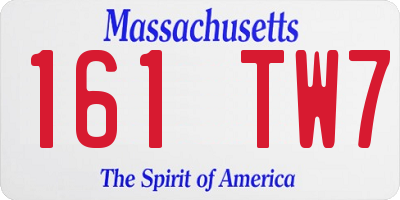 MA license plate 161TW7