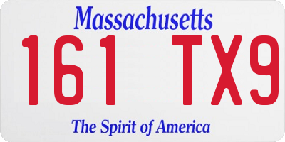 MA license plate 161TX9