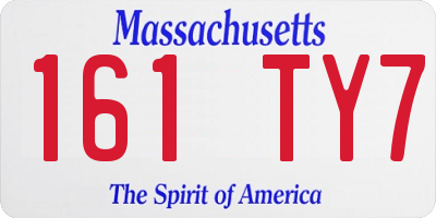 MA license plate 161TY7