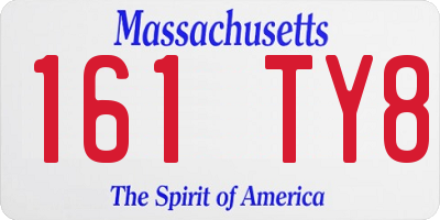 MA license plate 161TY8