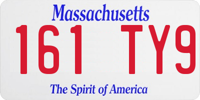 MA license plate 161TY9