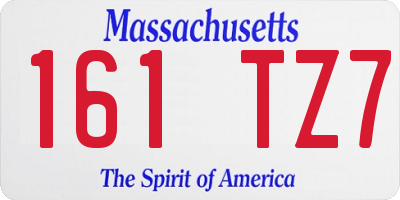 MA license plate 161TZ7