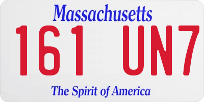 MA license plate 161UN7