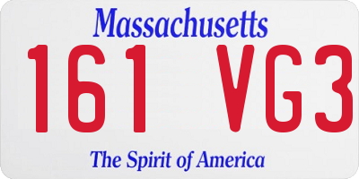 MA license plate 161VG3