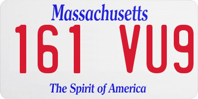MA license plate 161VU9
