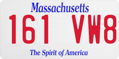 MA license plate 161VW8