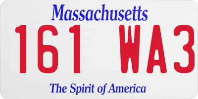 MA license plate 161WA3