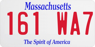 MA license plate 161WA7