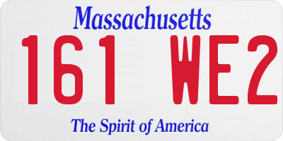 MA license plate 161WE2