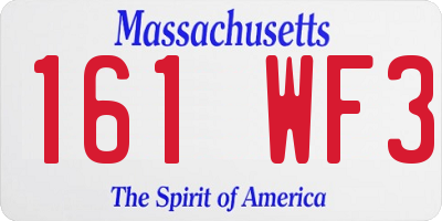 MA license plate 161WF3