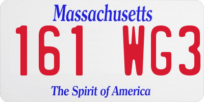 MA license plate 161WG3