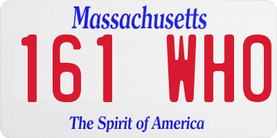 MA license plate 161WH0