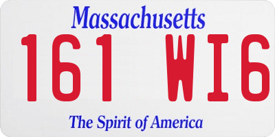 MA license plate 161WI6