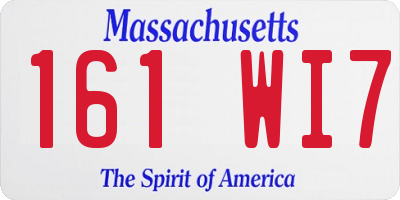 MA license plate 161WI7