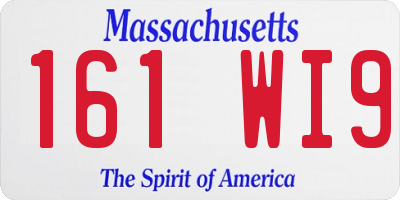 MA license plate 161WI9