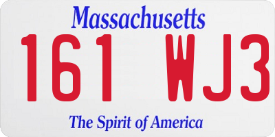 MA license plate 161WJ3