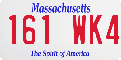 MA license plate 161WK4