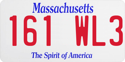 MA license plate 161WL3