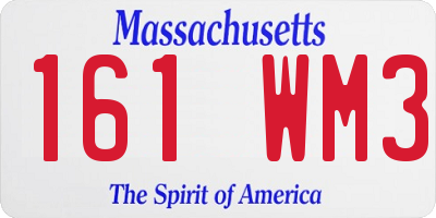 MA license plate 161WM3