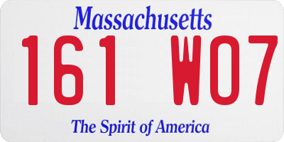MA license plate 161WO7