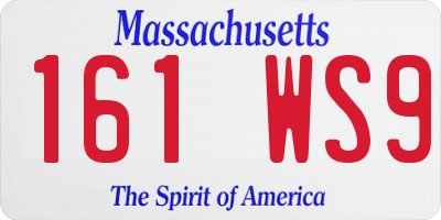 MA license plate 161WS9