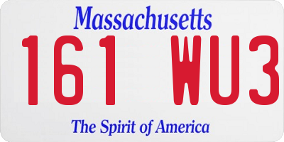 MA license plate 161WU3