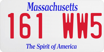MA license plate 161WW5