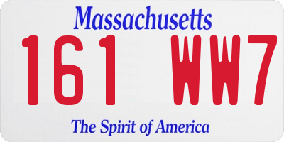 MA license plate 161WW7