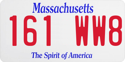 MA license plate 161WW8