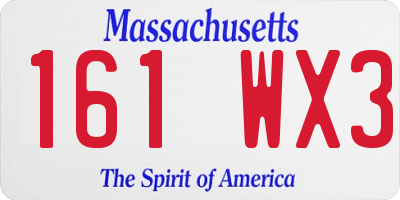 MA license plate 161WX3