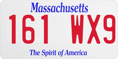 MA license plate 161WX9