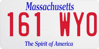 MA license plate 161WY0