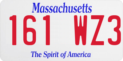 MA license plate 161WZ3