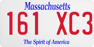 MA license plate 161XC3