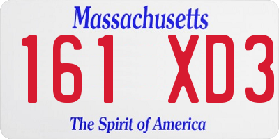 MA license plate 161XD3