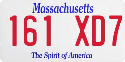 MA license plate 161XD7